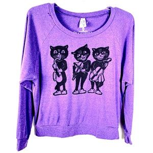 Skip and Whistle Cat Sweater Purple Size M